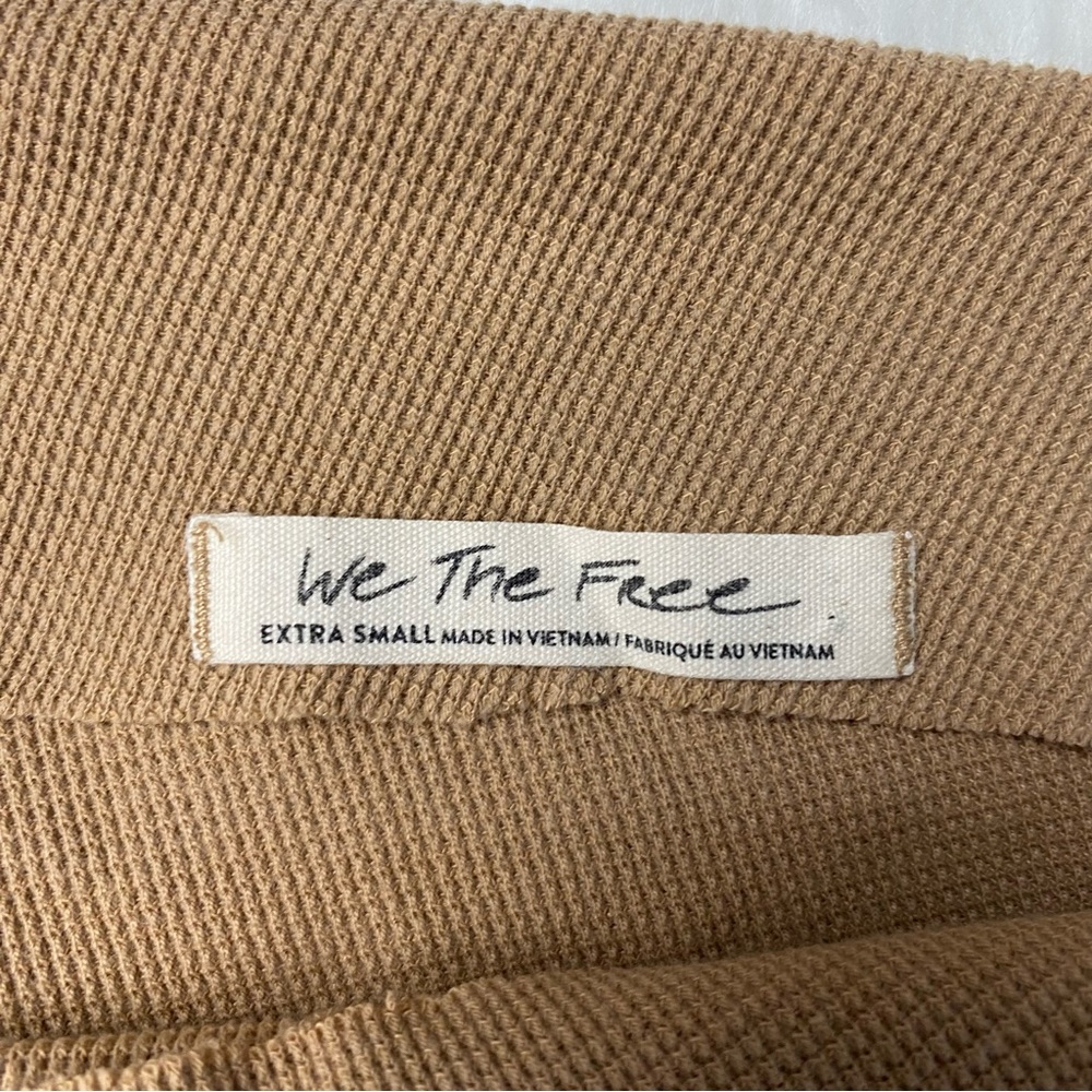 Free People We The Free Size XS Fuji Thermal Long Sleeve Off Shoulder Top Tan - Picture 5 of 10